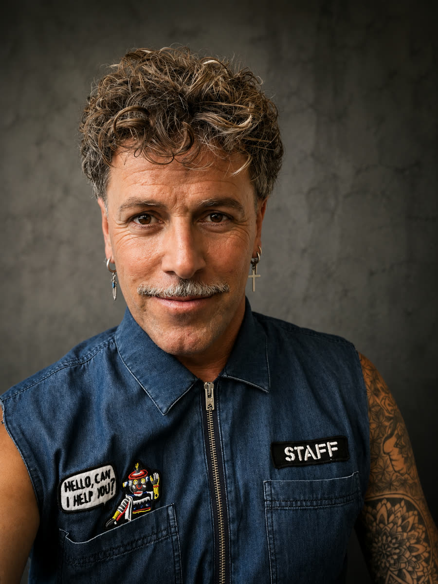 Retrato de César Macías, escultor y soldador